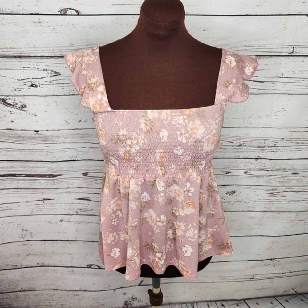 Love + Joy‎ Pink Floral Blouse Top